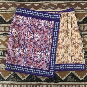 Commense Purple and Cream Mini Skirt